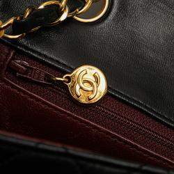 Pre Owned Chanel Black Square Quilted Lambskin Single Flap