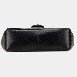 Pre Owned Chanel Black Square Quilted Lambskin Single Flap