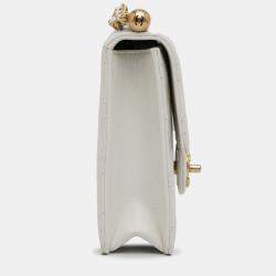 Pre Owned Chanel White Small Lambskin Chic Pearls Flap