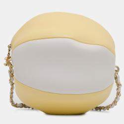 Pre Owned Chanel Yellow Calfskin Coco Beach Ball Bag