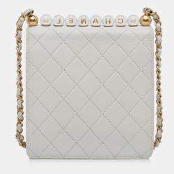 Pre Owned Chanel White Mini Chic Pearls Crossbody