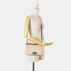 Pre Owned Chanel Brown Old Medium Aged Calfskin Double Stitch Boy Flap
