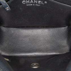 Pre Owned Chanel Black Mini Square Classic Chevron Patent Flap