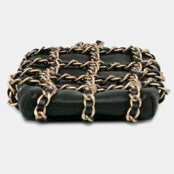 Pre Owned Chanel Black Lambskin Tech Me Out Clutch With Chain