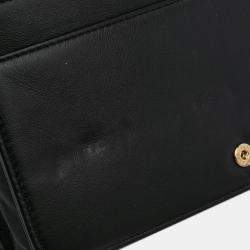 Pre Owned Chanel Black Silver Bicolor Calfskin Boy Wallet On Chain