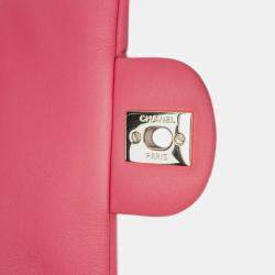 Pre Owned Chanel Pink Mini Quilted Calfskin Bubbly Flap