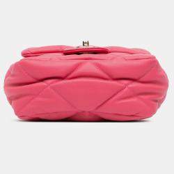 Pre Owned Chanel Pink Mini Quilted Calfskin Bubbly Flap