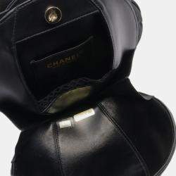 Pre Owned Chanel Black Lambskin and Satin Camellia Flower Evening Bag