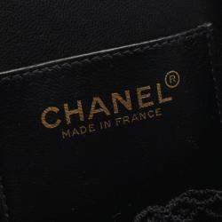 Pre Owned Chanel Black Lambskin and Satin Camellia Flower Evening Bag