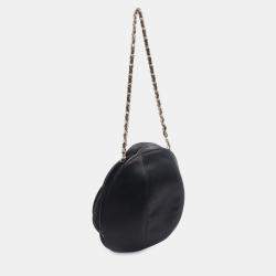Pre Owned Chanel Black Lambskin and Satin Camellia Flower Evening Bag