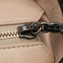 Pre Owned Chanel Beige Black Medium Bicolor Lambskin Gabrielle Crossbody