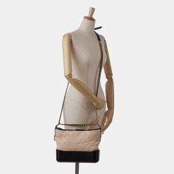 Pre Owned Chanel Beige Black Medium Bicolor Lambskin Gabrielle Crossbody