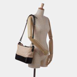 Pre Owned Chanel Beige Black Medium Bicolor Lambskin Gabrielle Crossbody