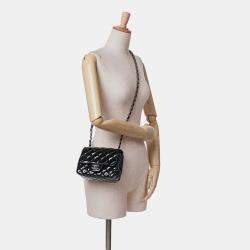 Pre Owned Chanel Black Mini Square Classic Patent Single Flap