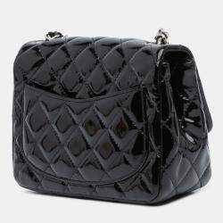 Pre Owned Chanel Black Mini Square Classic Patent Single Flap