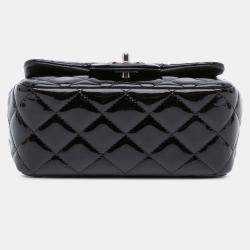 Pre Owned Chanel Black Mini Square Classic Patent Single Flap