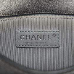 Pre Owned Chanel Grey Old Medium Quilted Perforated Metallic Lambskin Boy Flap