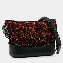 Pre Owned Chanel Black Brown Small Sequin Gabrielle Crossbody