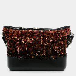 Pre Owned Chanel Black Brown Small Sequin Gabrielle Crossbody