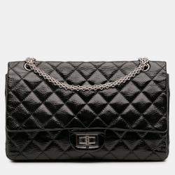 Pre Owned Chanel Black Reissue 2.55 Patent Double Flap 226