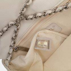 Pre Owned Chanel White Mini Quilted Lambskin and Metallic Trim Elementary Chic Flap