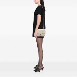 Pre Owned Chanel White Mini Quilted Lambskin and Metallic Trim Elementary Chic Flap