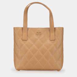 Pre Owned Chanel Brown CC Wild Stitch Calfskin Handbag