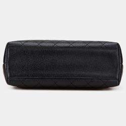 Pre Owned Chanel Black CC Quilted Caviar Kelly Top Handle Bag