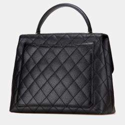 Pre Owned Chanel Black CC Quilted Caviar Kelly Top Handle Bag