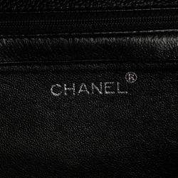 Pre Owned Chanel Black CC Quilted Caviar Kelly Top Handle Bag
