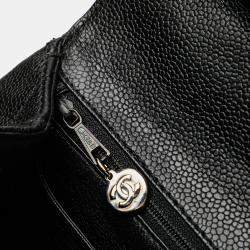 Pre Owned Chanel Black CC Quilted Caviar Kelly Top Handle Bag