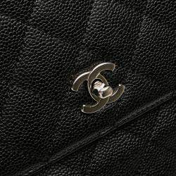 Pre Owned Chanel Black CC Quilted Caviar Kelly Top Handle Bag
