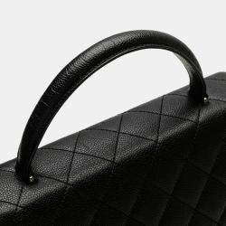 Pre Owned Chanel Black CC Quilted Caviar Kelly Top Handle Bag