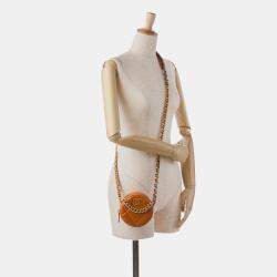 Pre Owned Chanel Brown Lambskin 19 Round Clutch with Chain