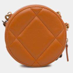 Pre Owned Chanel Brown Lambskin 19 Round Clutch with Chain