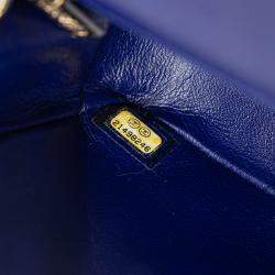 Pre Owned Chanel Blue Mini Rectangular Classic Velvet Single Flap