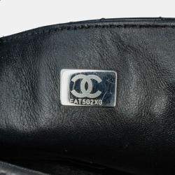 Pre Owned Chanel Black Mini Square Classic Patent So Black Single Flap