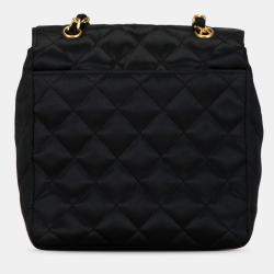 Pre Owned Chanel Black CC Quilted Satin Crossbody