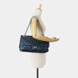 Pre Owned Chanel Blue Reissue 2.55 Aged Metallic Calfskin Flap 226