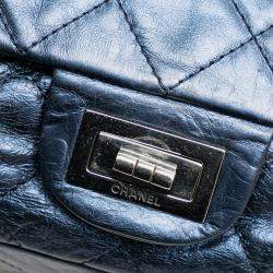 Pre Owned Chanel Blue Reissue 2.55 Aged Metallic Calfskin Flap 226