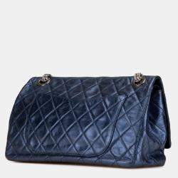 Pre Owned Chanel Blue Reissue 2.55 Aged Metallic Calfskin Flap 226