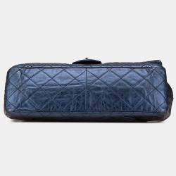 Pre Owned Chanel Blue Reissue 2.55 Aged Metallic Calfskin Flap 226