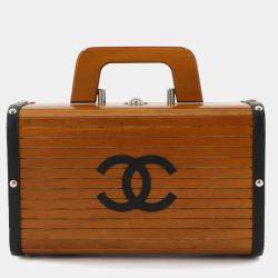 Pre Owned Chanel Vintage Vanity Brown/Black Wood Box Handbag