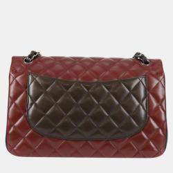 Pre Owned Chanel Classic Double Flap Brown Multicolor Leather Shoulder Bag