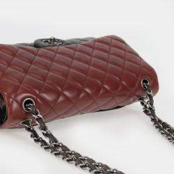 Pre Owned Chanel Classic Double Flap Brown Multicolor Leather Shoulder Bag