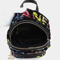 Pre Owned Chanel Paris-Los Angeles Black Sequin Backpack