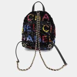 Pre Owned Chanel Paris-Los Angeles Black Sequin Backpack