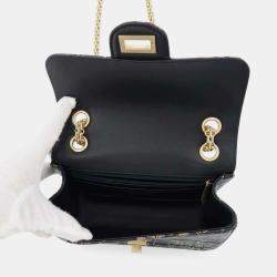Pre Owned Chanel Reissue 2.55 Graffiti Mini Black/Gold Croc Embossed Leather Flap Bag