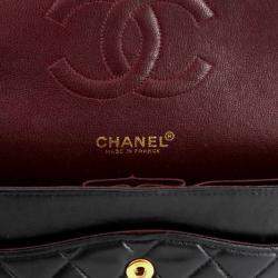 Pre Owned Chanel Classic Double Flap Black Leather Shoulder Bag