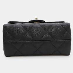 Pre Owned Chanel Retro Twist Mini Black Leather Top Handle Bag